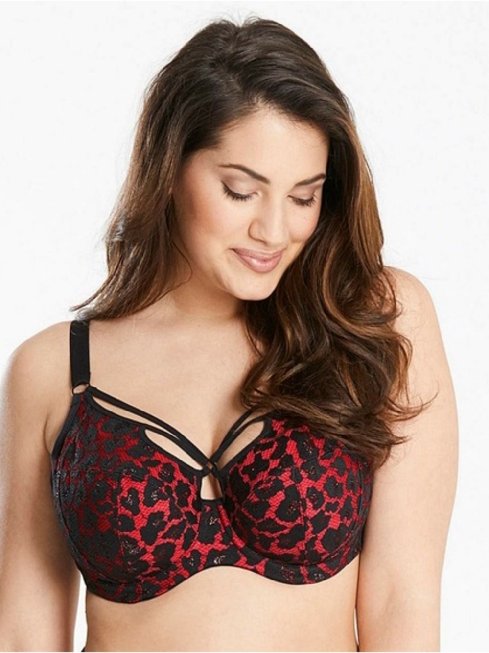 Elomi Nicole Underwire Plunge Cage Bra Size 36H UK / Size 36K US Style 4260 Red